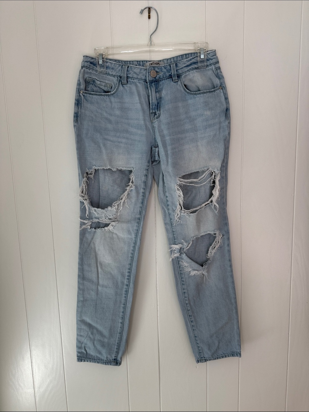 Light Wash Distressed Boyfriend Jeans